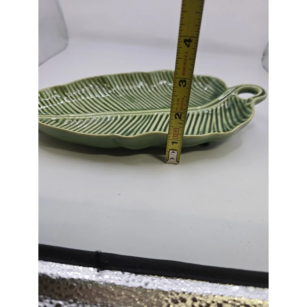 Vintage Green Banana Leaf Serving Tray By Bordallo Pinheiro Portugal 10-inch GUC